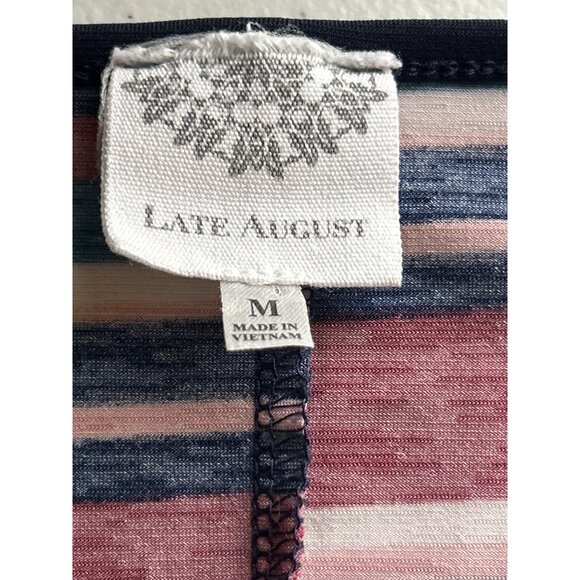 Late August Striped Multicolor Short Sleeve Top With Keyhole Neckline, Size Med - Picture 4 of 8